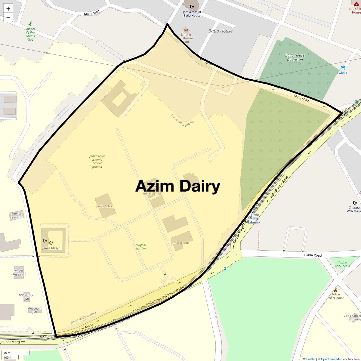 Location Map of Azim Dairy, Delhi