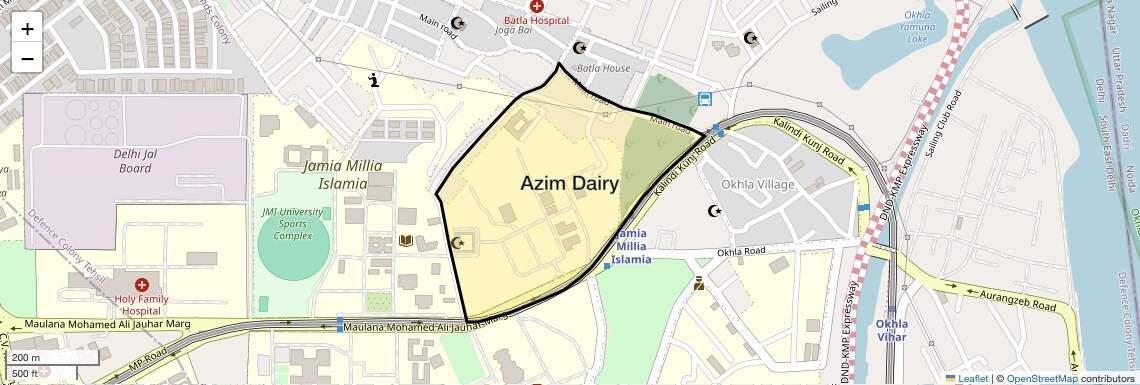 Location Map of Azim Dairy, Delhi