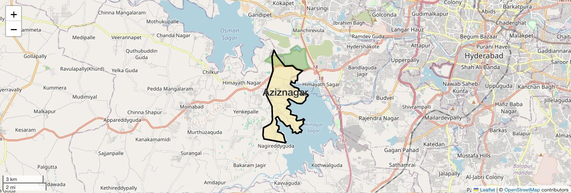 Location Map of Aziznagar, Hyderabad