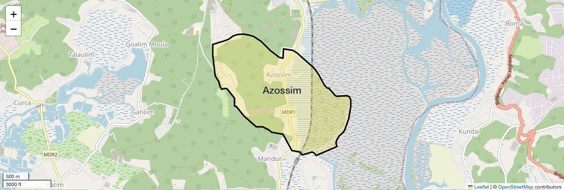 Location Map of Azossim, Goa