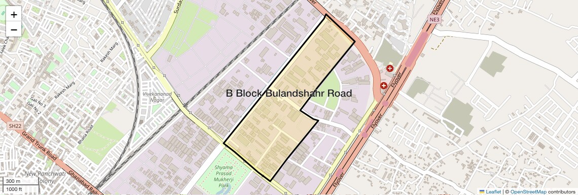 Location Map of B Block Bulandshahr Road, Ghaziabad
