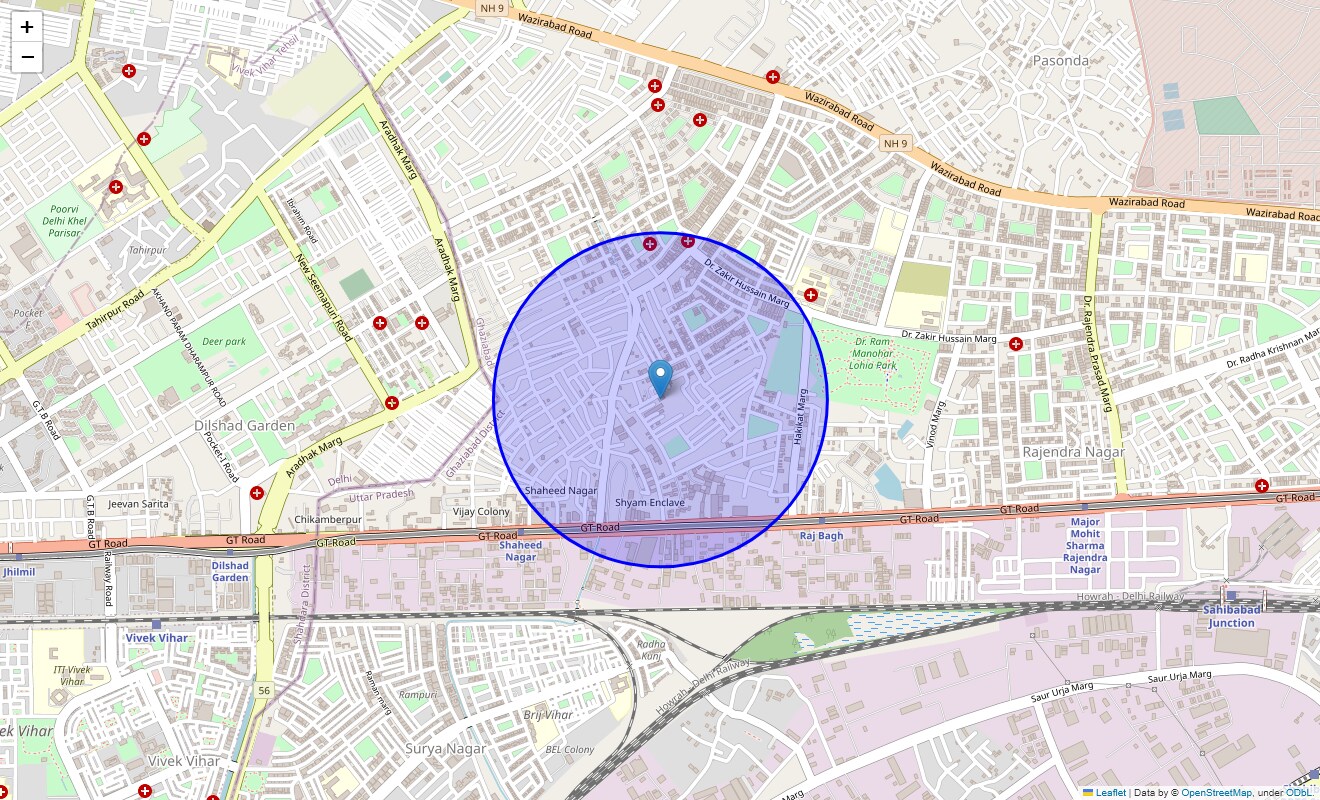 Location Map of B Block Janak Puri, Ghaziabad