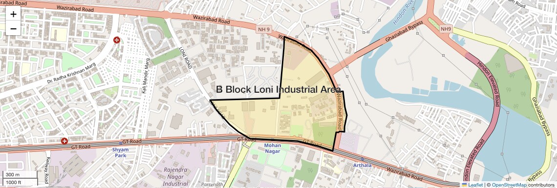 Location Map of B Block Loni Industrial Area, Ghaziabad