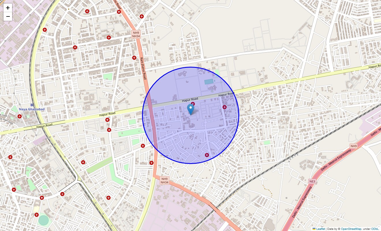 Location Map of B Block Shastri Nagar, Ghaziabad