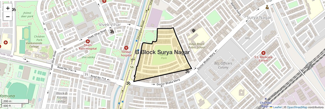 Location Map of B Block Surya Nagar, Ghaziabad