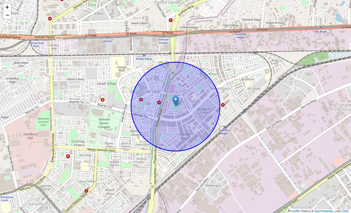Location Map of B Block Surya Nagar, Ghaziabad