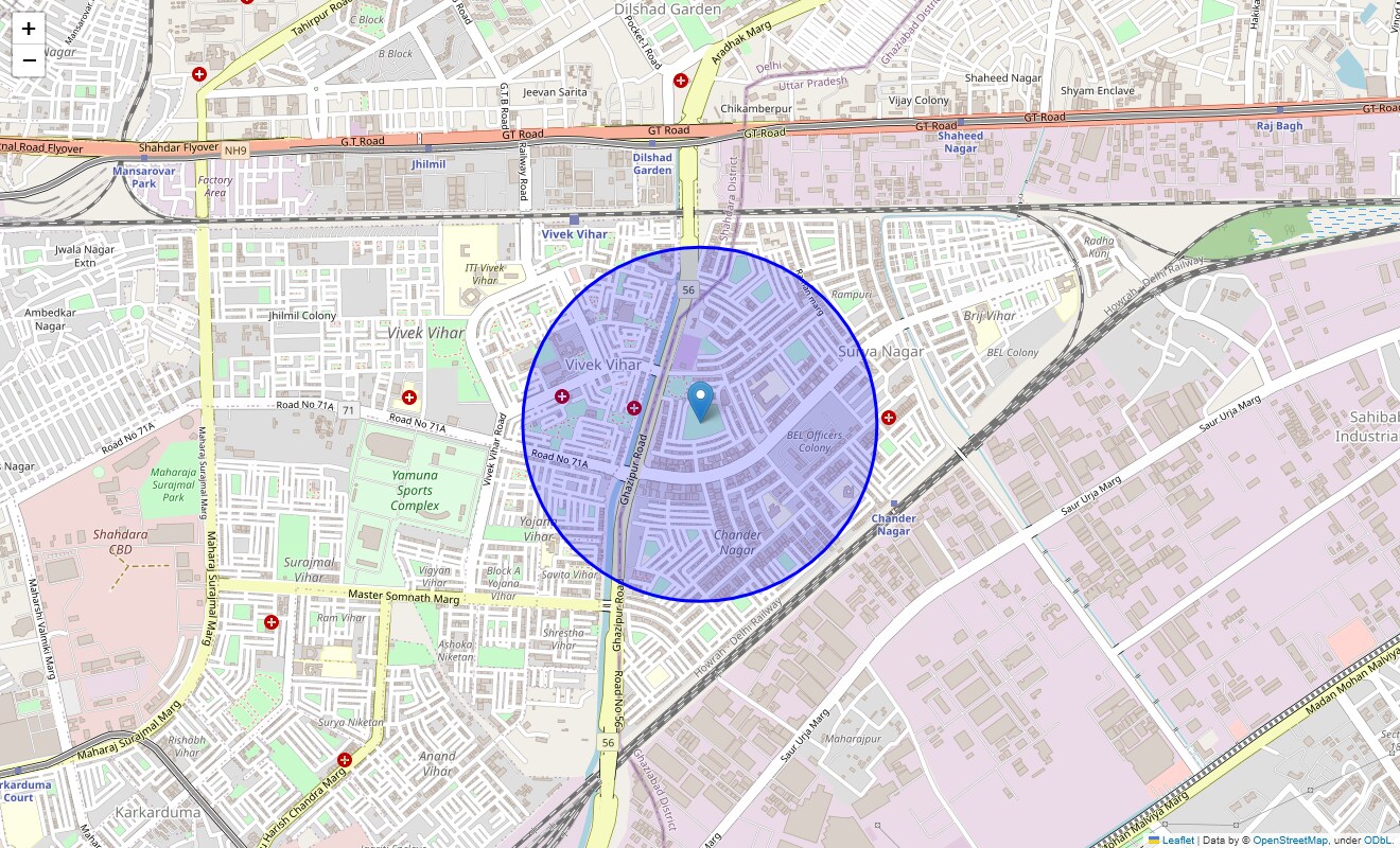 Location Map of B Block Surya Nagar, Ghaziabad