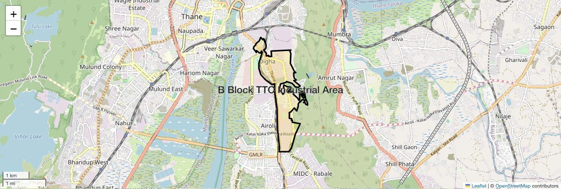 Location Map of B Block TTC Industrial Area, Navi Mumbai