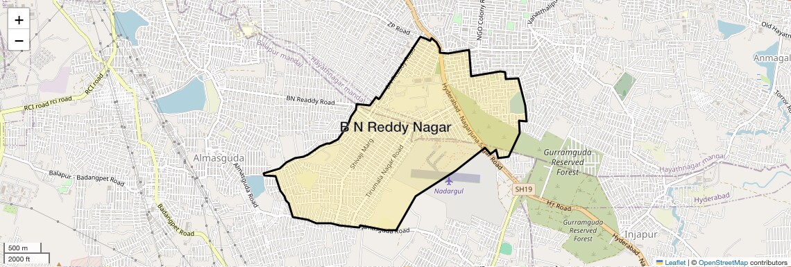 Location Map of B N Reddy Nagar, Hyderabad