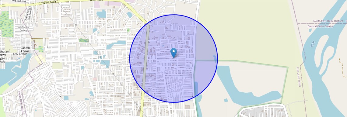 Location Map of Baba Colony, Delhi
