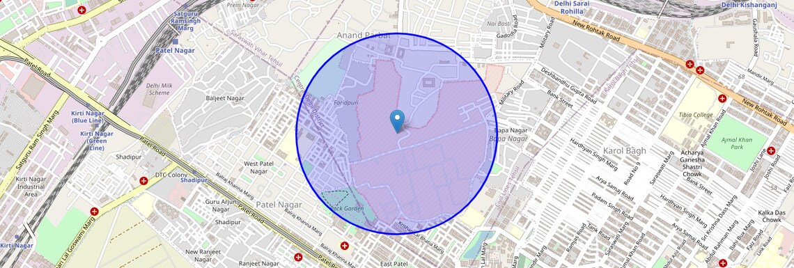 Location Map of Baba Farid Puri, Delhi