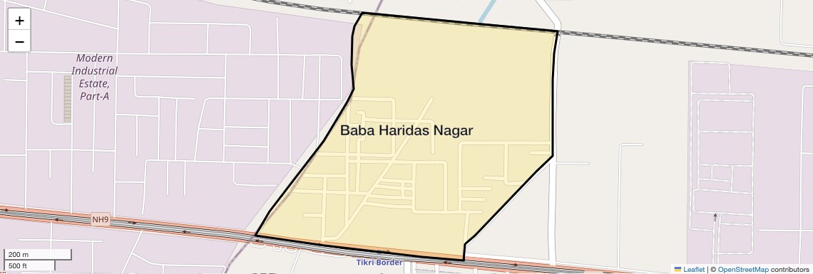 Location Map of Baba Haridas Nagar, Delhi
