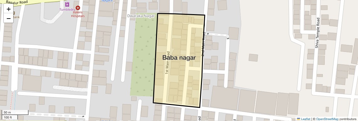 Location Map of Baba nagar, Bangalore