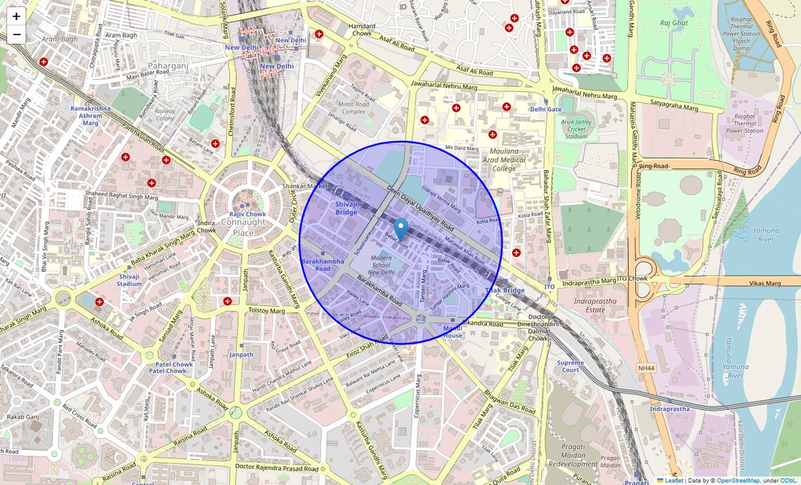 Location Map of Babar Road, Delhi
