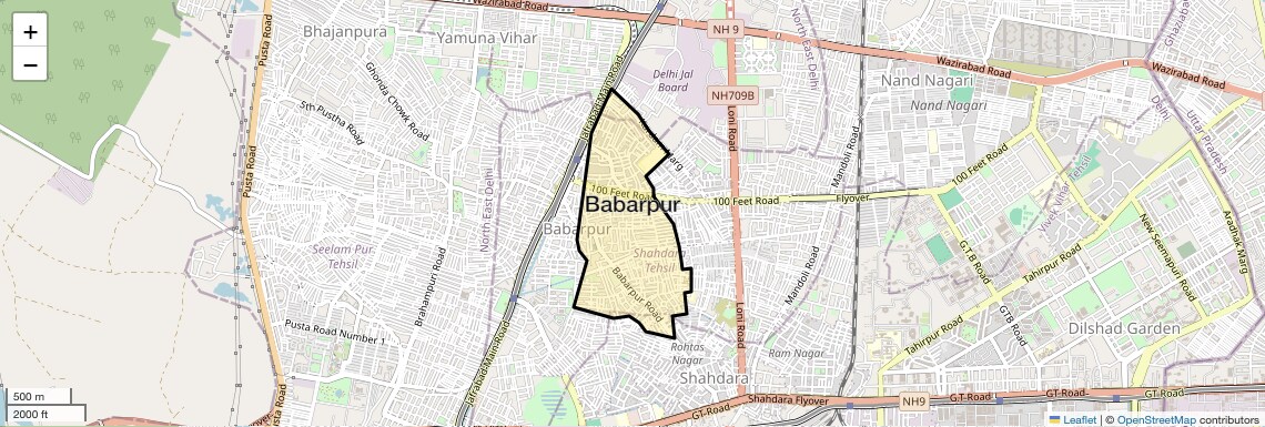 Location Map of Babarpur, Delhi