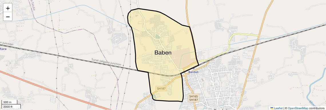 Location Map of Baben, Surat