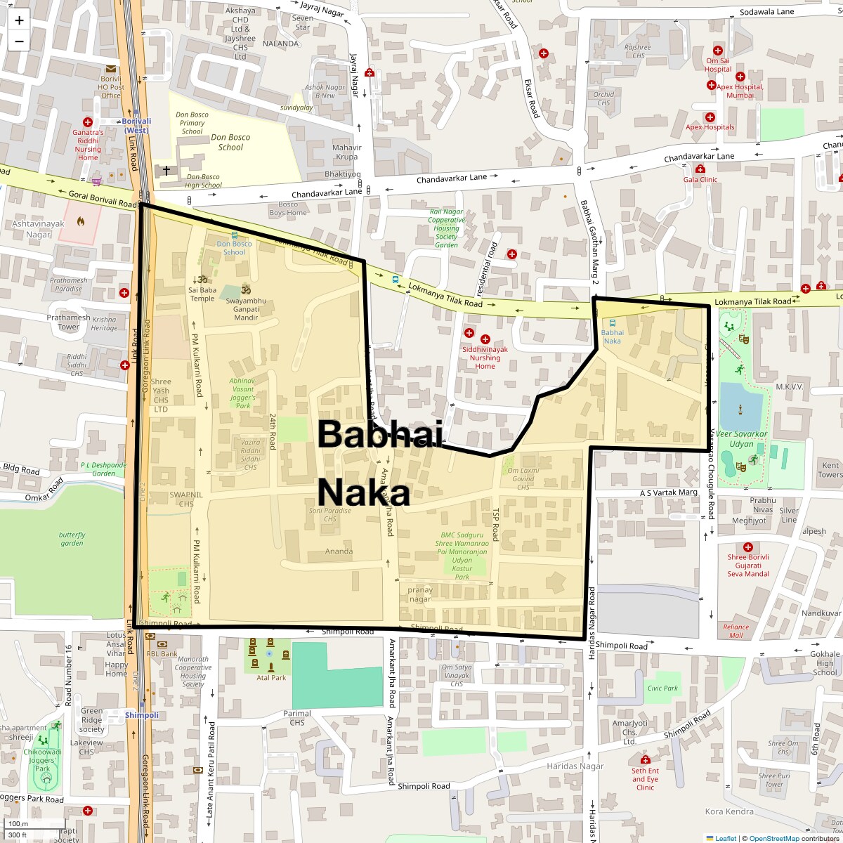 Location Map of Babhai Naka, Mumbai