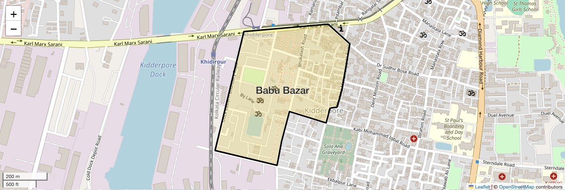 Location Map of Babu Bazar, Kolkata