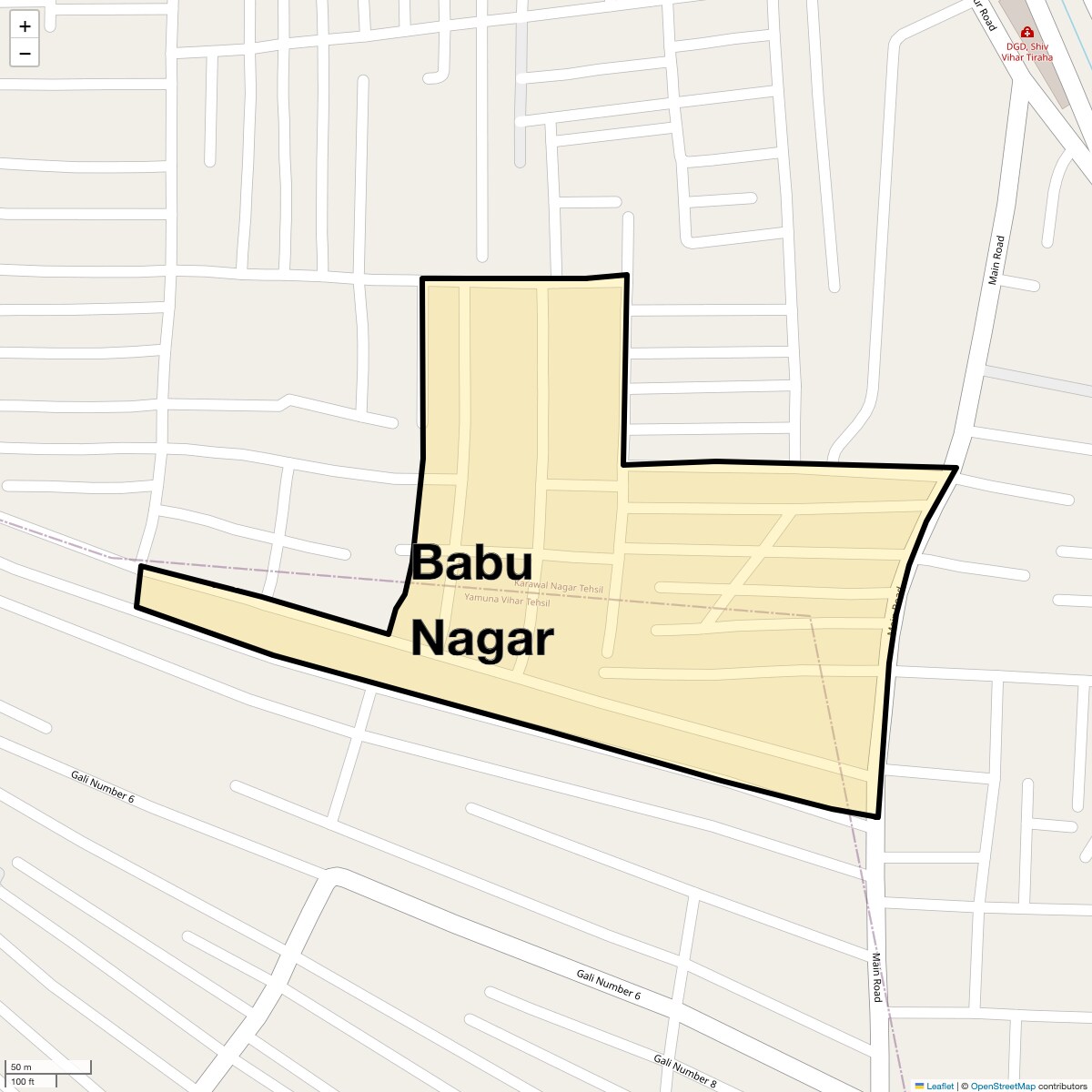 Location Map of Babu Nagar, Delhi