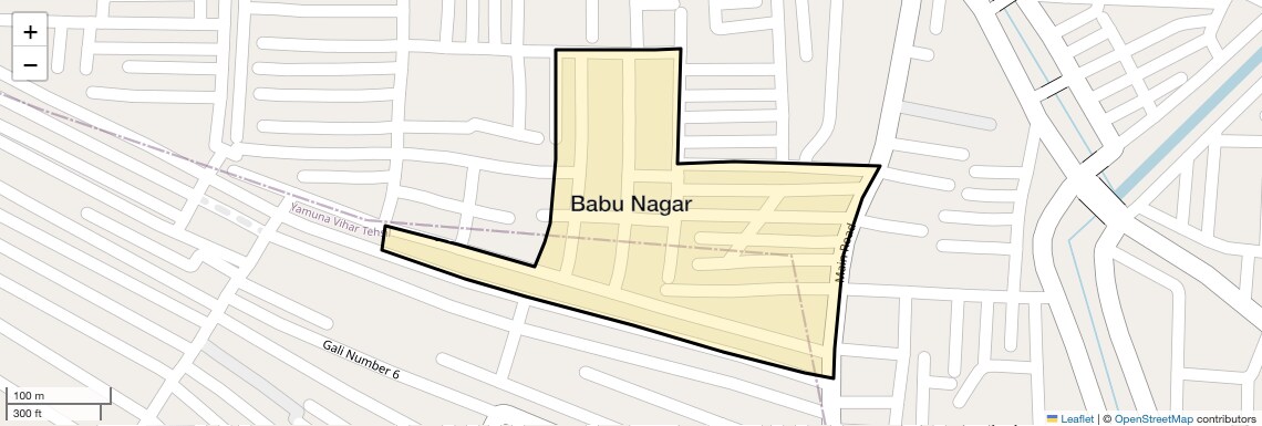 Location Map of Babu Nagar, Delhi