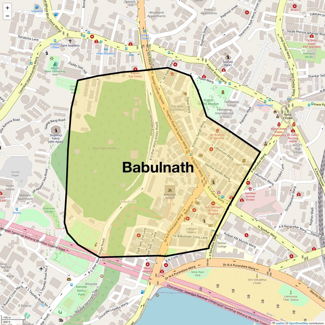 Location Map of Babulnath, Mumbai