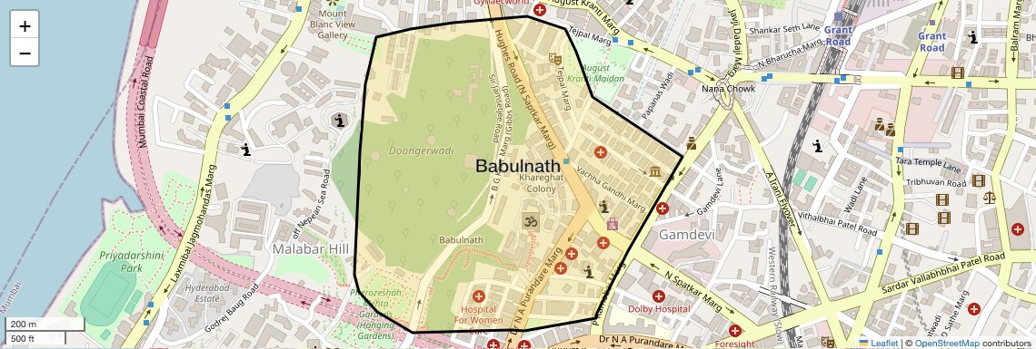 Location Map of Babulnath, Mumbai