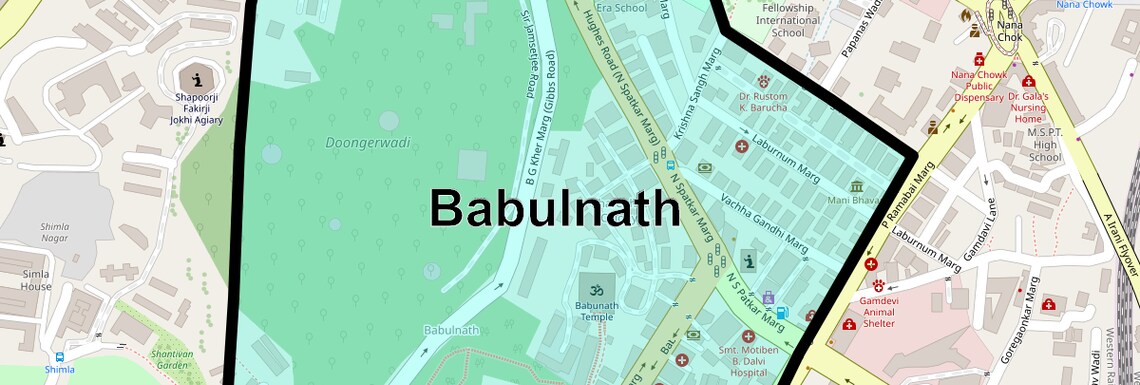 Location Map of Babulnath, Mumbai
