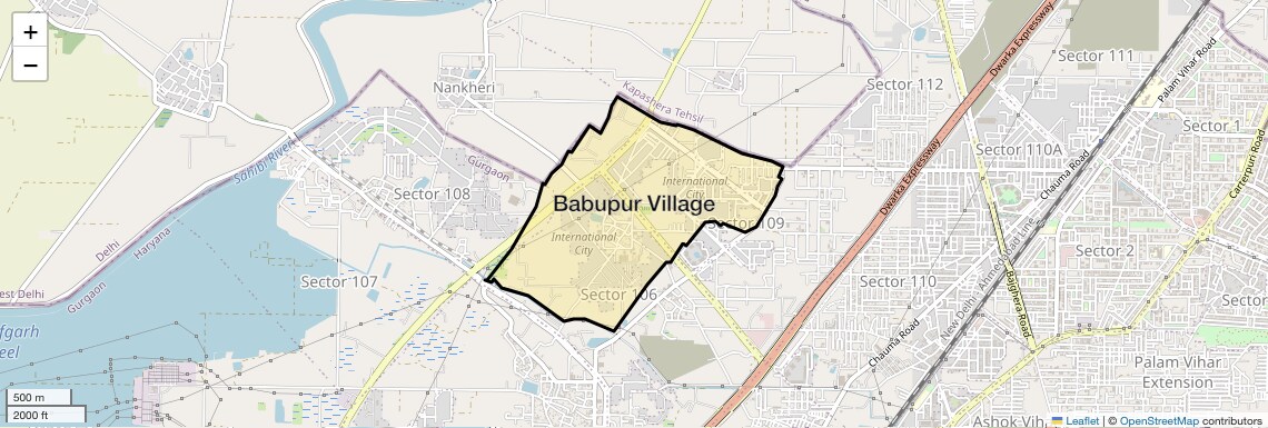 Location Map of Babupur Village, Gurgaon