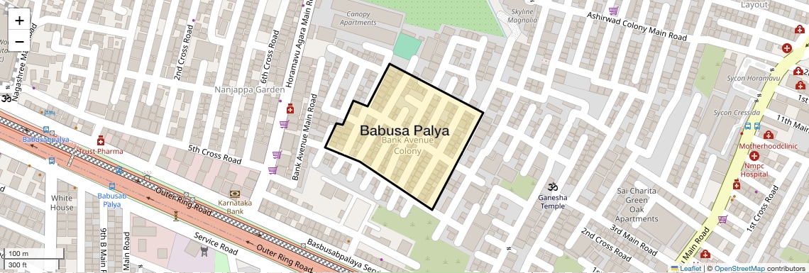 Location Map of Babusa Palya, Bangalore