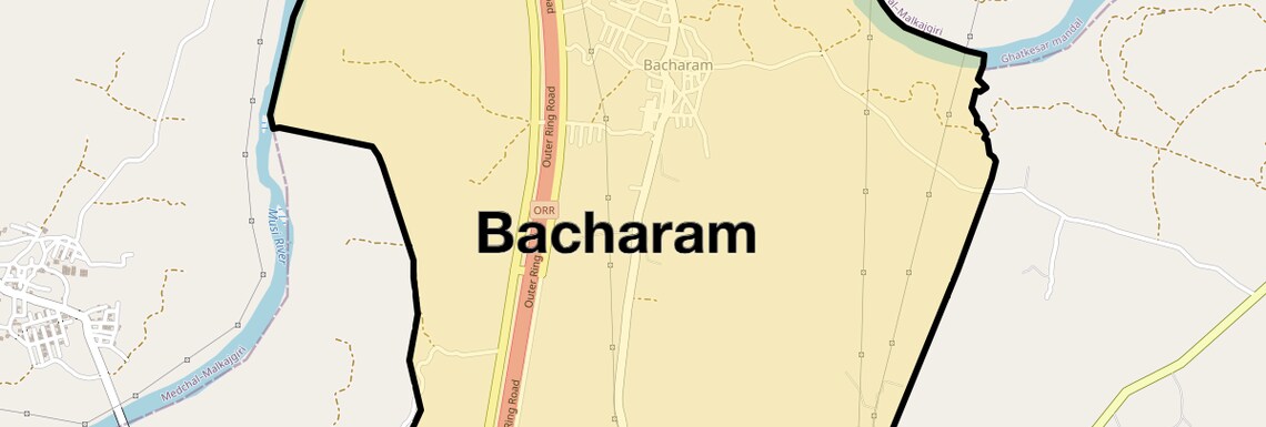 Location Map of Bacharam, Hyderabad