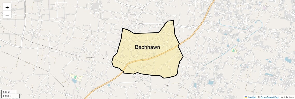 Location Map of Bachhawn, Varanasi