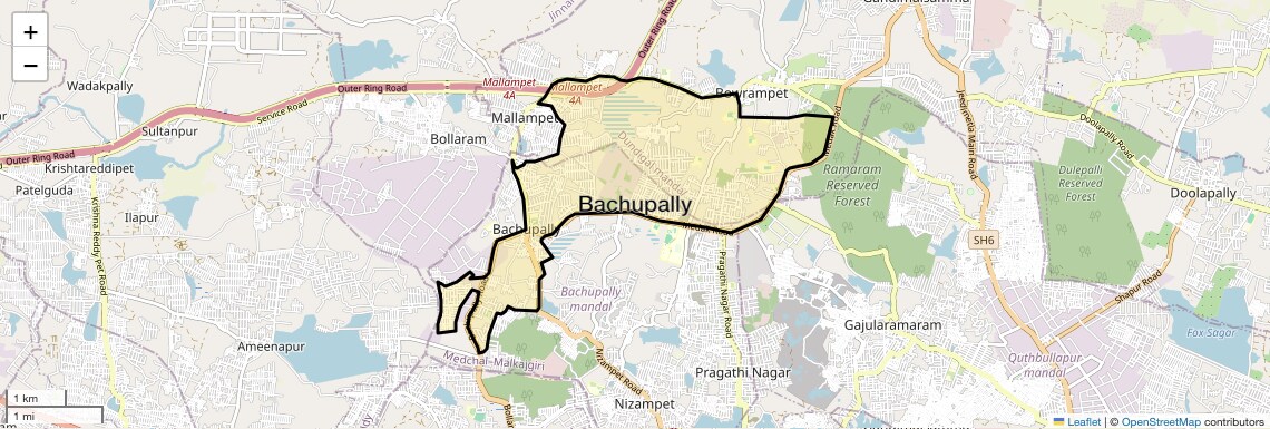Location Map of Bachupally, Hyderabad