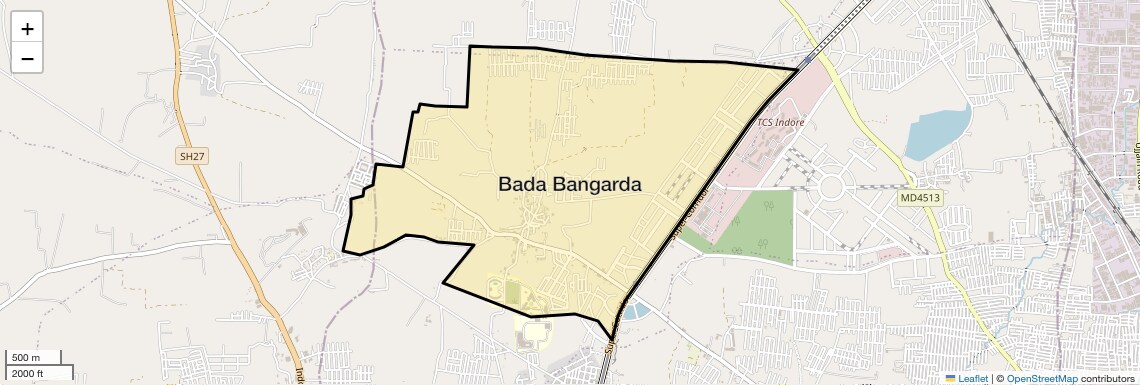 Location Map of Bada Bangarda, Indore