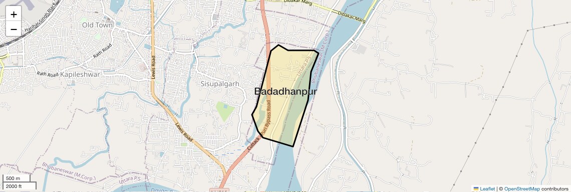 Location Map of Badadhanpur, Bhubaneswar