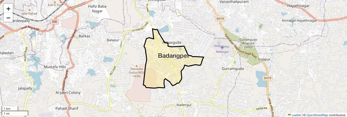 Location Map of Badangpet, Hyderabad