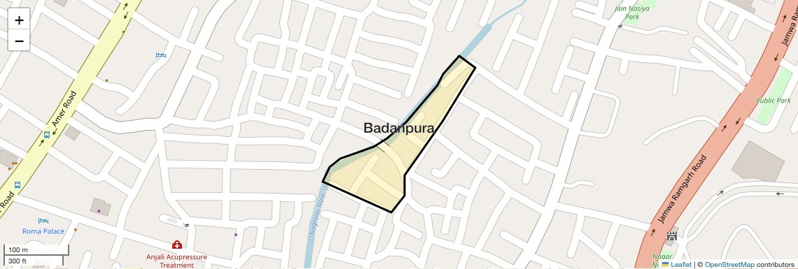Location Map of Badanpura, Jaipur