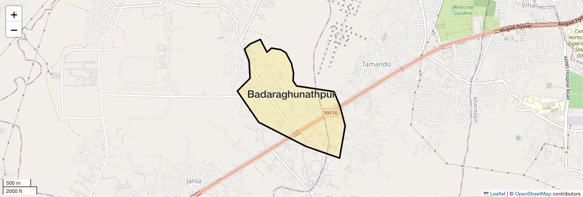 Location Map of Badaraghunathpur, Bhubaneswar