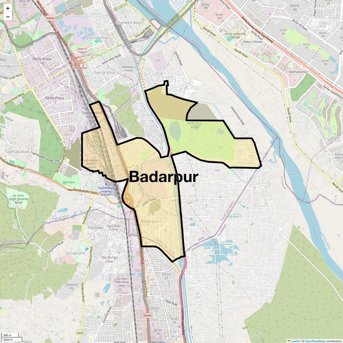Location Map of Badarpur, Delhi