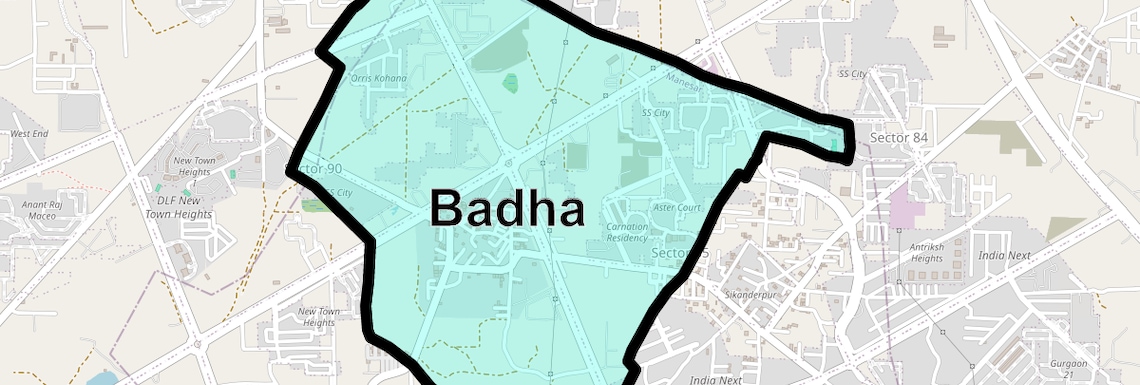 Location Map of Badha, Gurgaon
