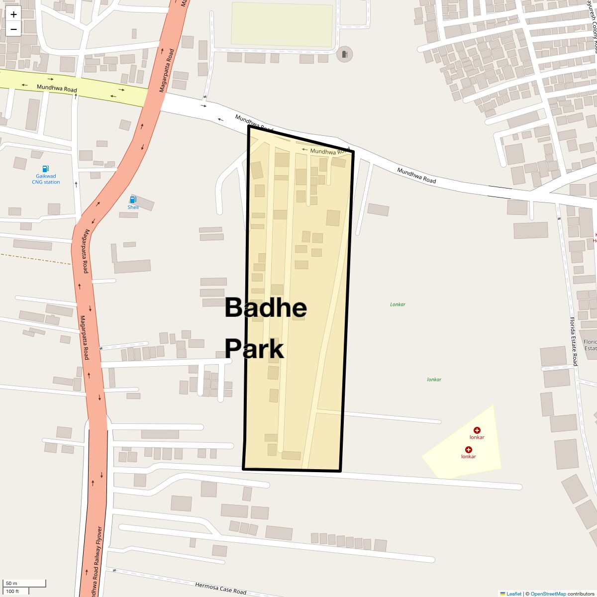 Location Map of Badhe Park, Pune