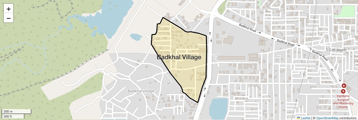 Location Map of Badkhal Village, Faridabad