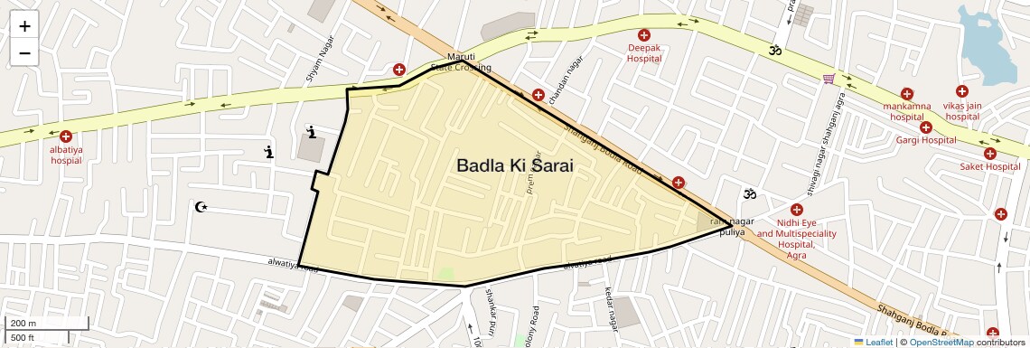 Location Map of Badla Ki Sarai, Agra
