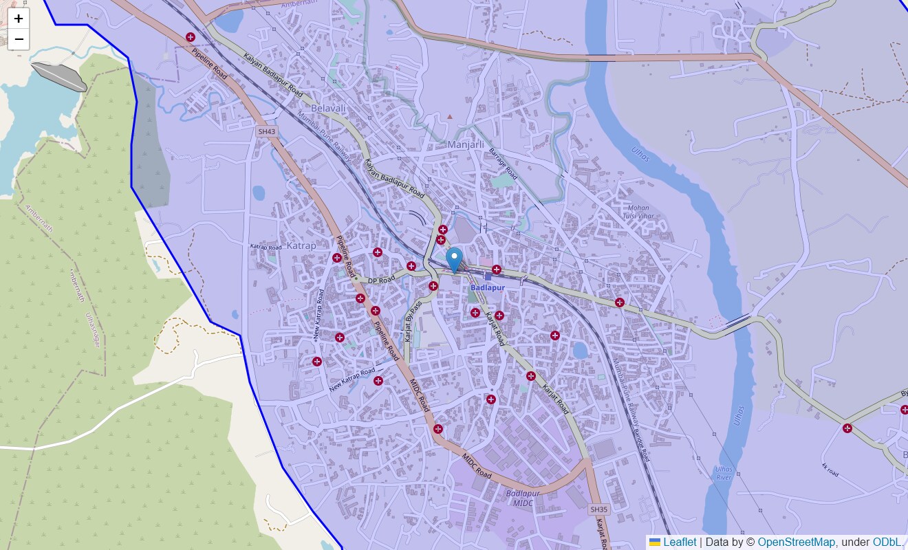 Location Map of Badlapur, Thane