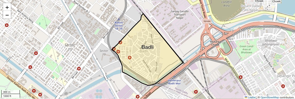 Location Map of Badli, Delhi