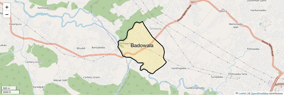 Location Map of Badowala, Dehradun
