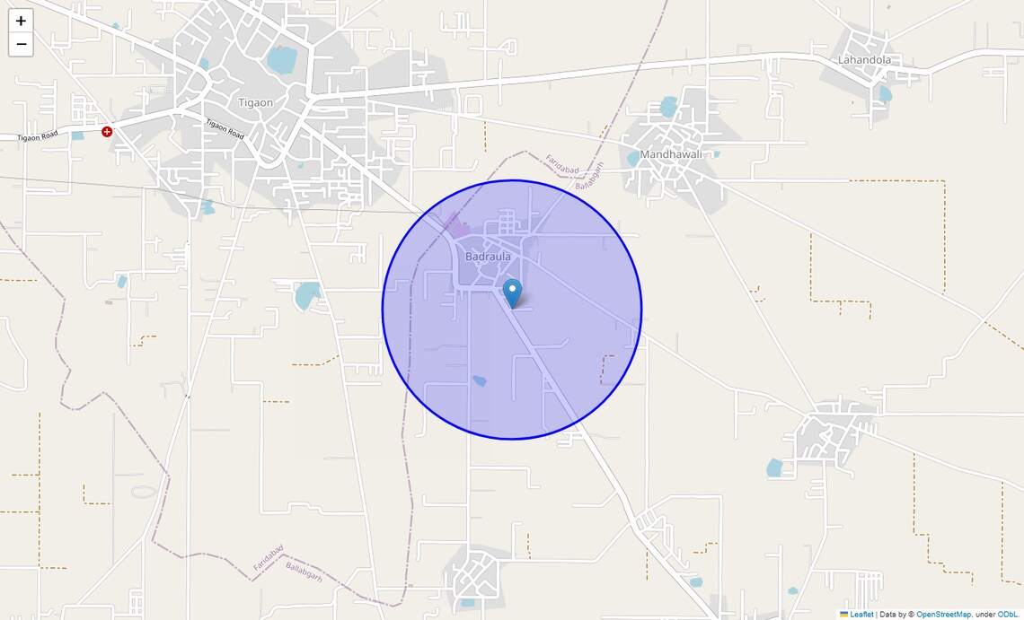 Location Map of Badraula Village, Faridabad