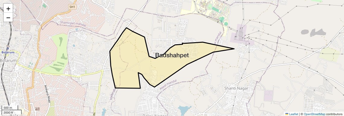 Location Map of Badshahpet, Hyderabad