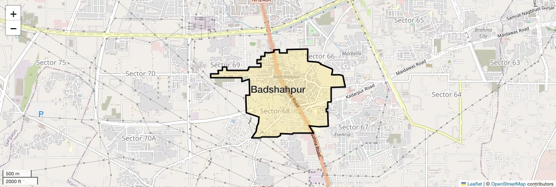 Location Map of Badshahpur, Gurgaon