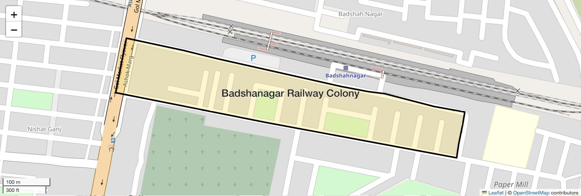 Location Map of Badshanagar Railway Colony, Lucknow