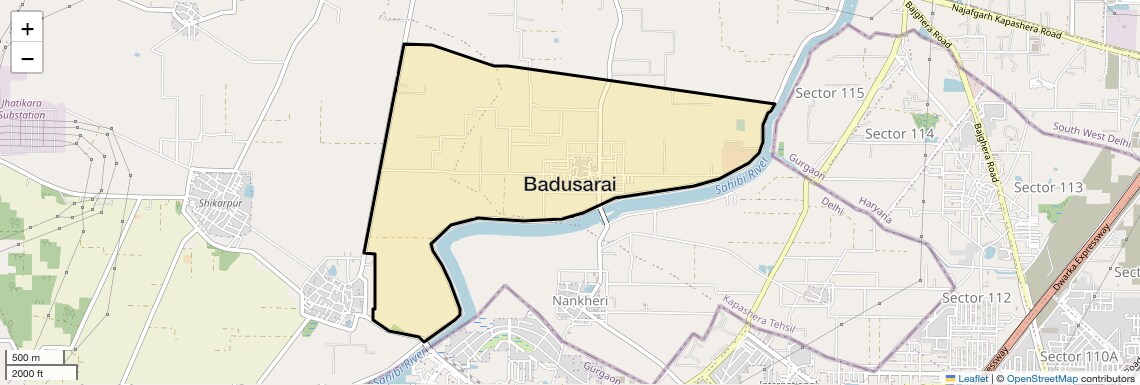 Location Map of Badusarai, Delhi